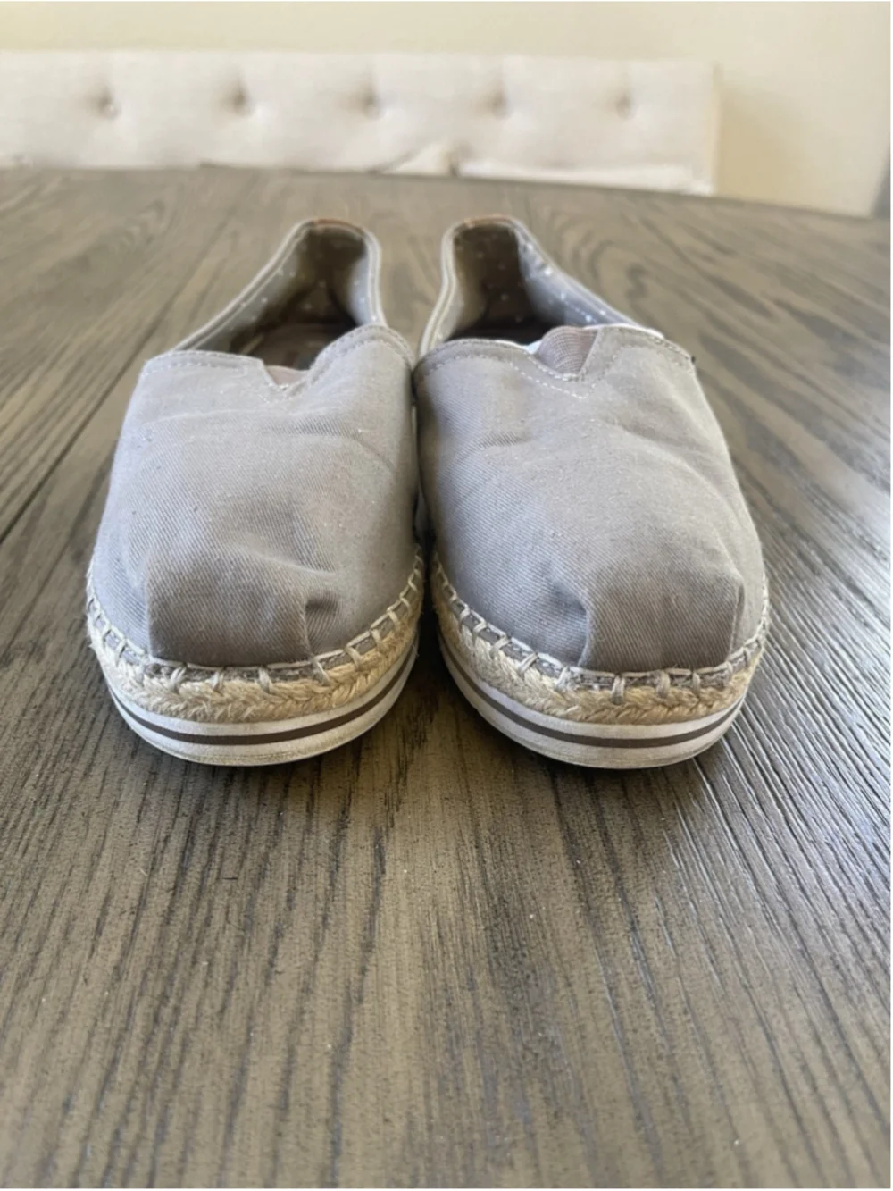 BOBS Memory Foam Women's 8M Gray Canvas Espadrille Slip-On Flats Comfort
